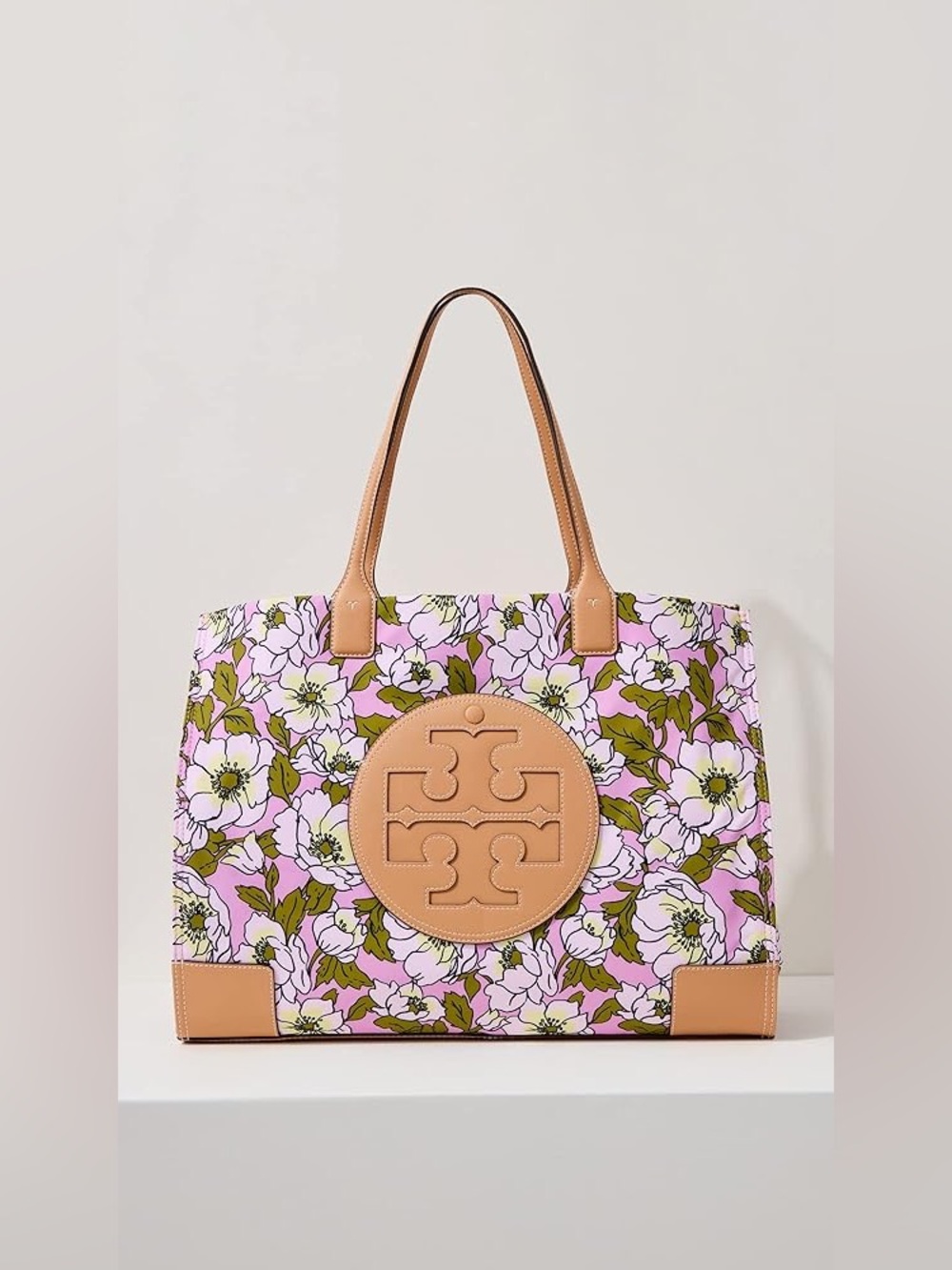 Tory Burch Ella Printed Tote Floral Recycled Polyester Aster Pink Flower NWT - Picture 2 of 5